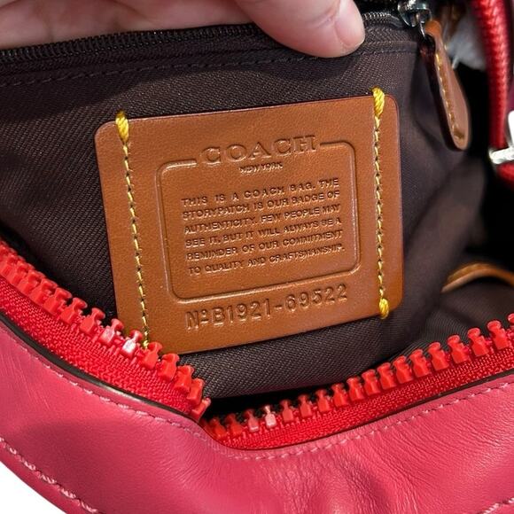 Coach Signature Canvas Patch Pink Red Tan Campus Top Handle Backpack 23 main image 9